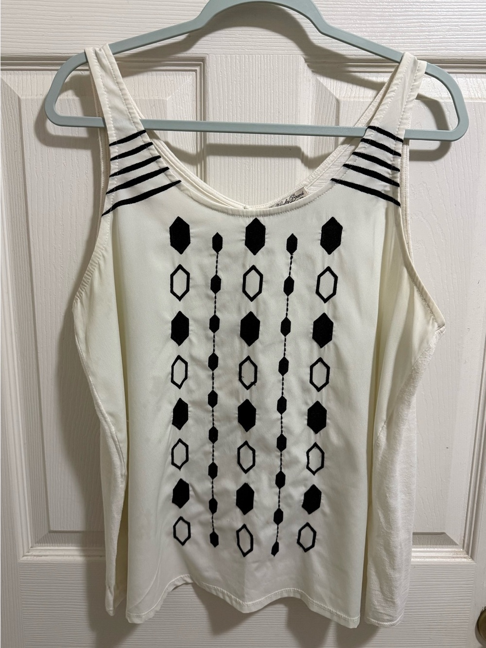 Lucky Brand White Tank Top with Black Geometric Print